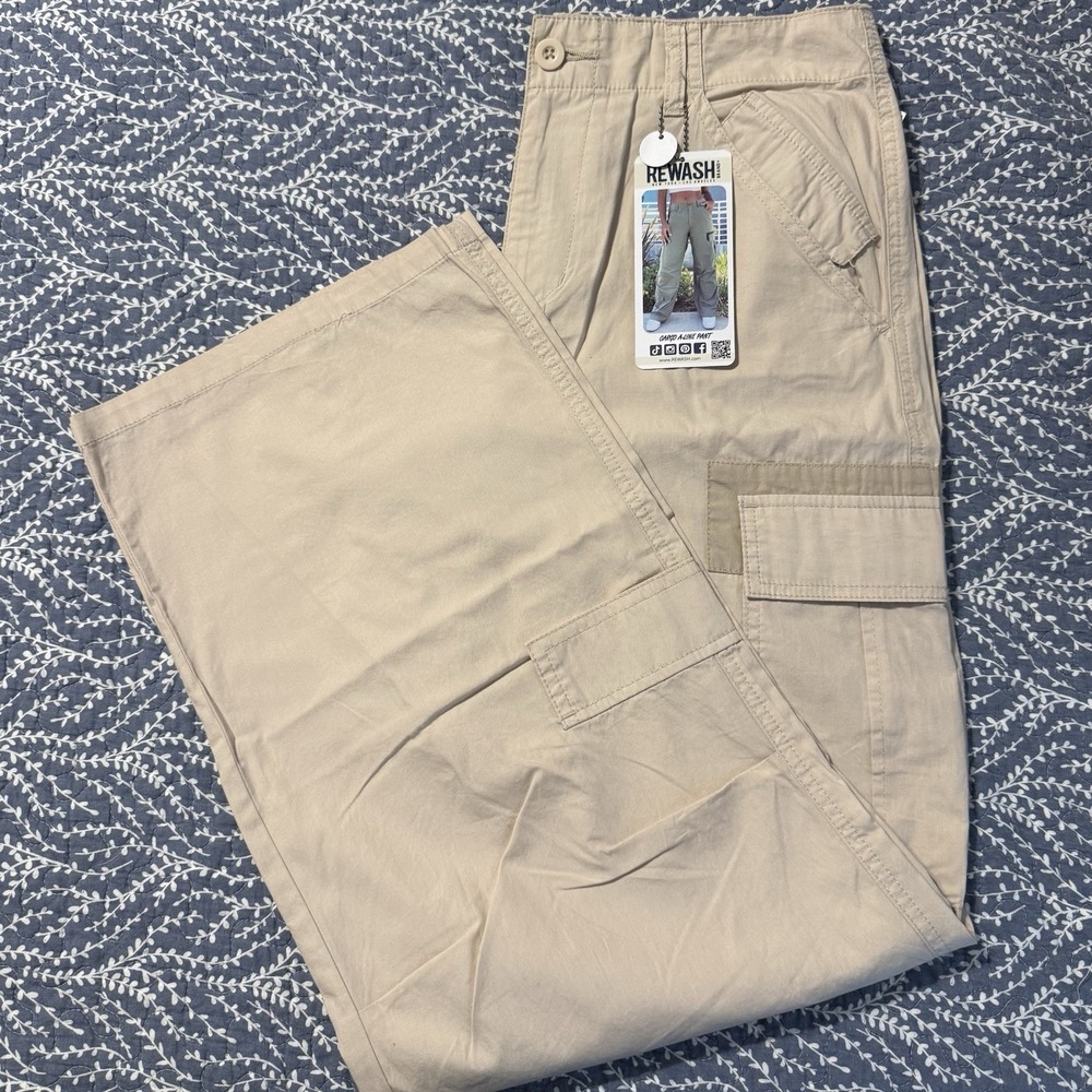 Rewash Los Angeles Cargo A-Line Khaki Lightweight Pants NWT Size 5 Girl's Junior